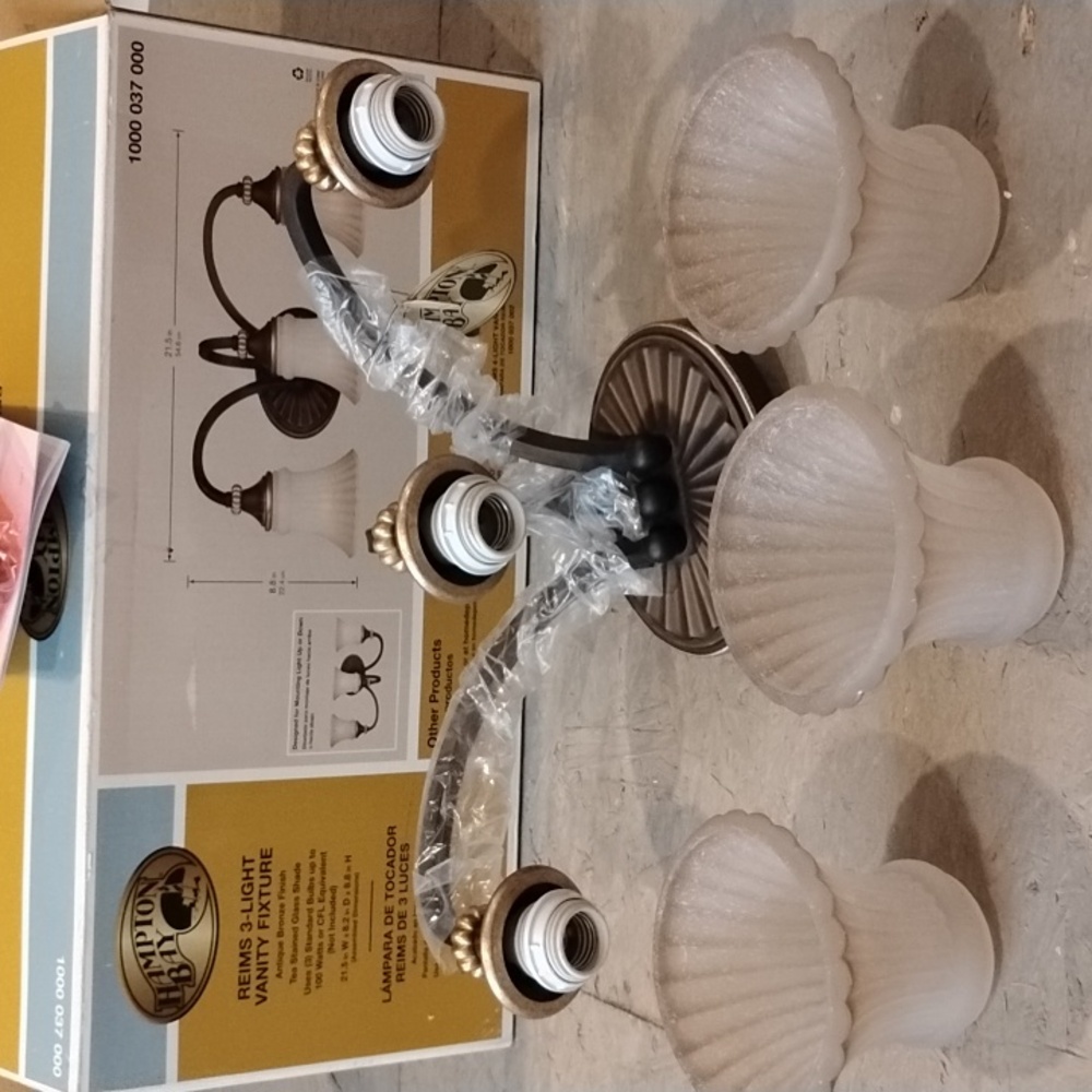 Bronze & Gold Bathroom Vanity Light Fixture, Modern 3- Light Antique - Picture 15 of 16